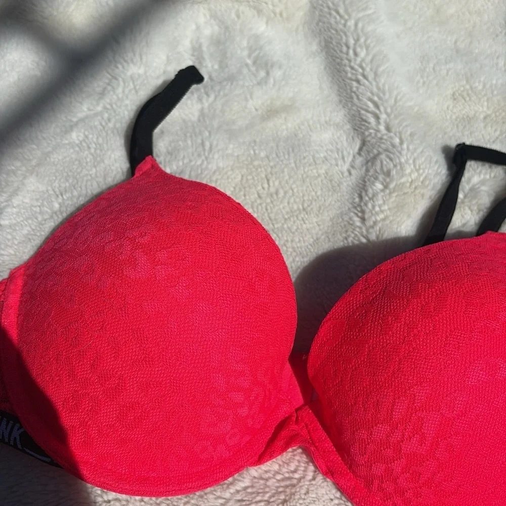 Pink Victoria’s Secret 34D Push Up Neon Pink Bra - Picture 4 of 7